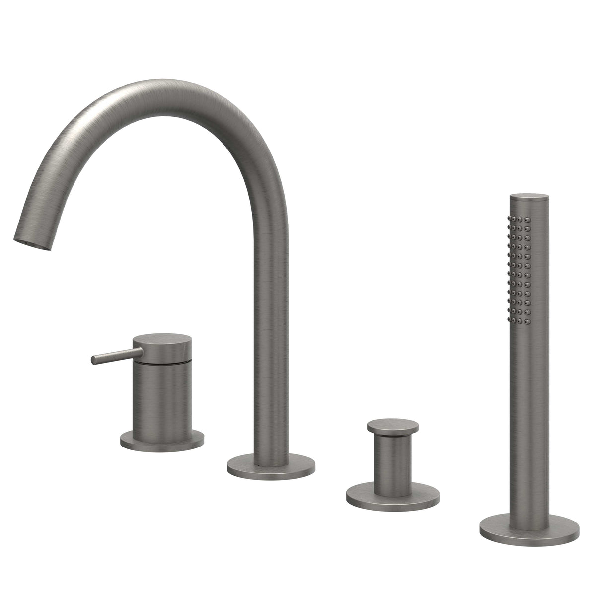 IVY Bond Badrandcombinatie 4-gats mengkraan met draaibare uitloop uittrekbare handdouche - Geborsteld metal black PVD - 6301156