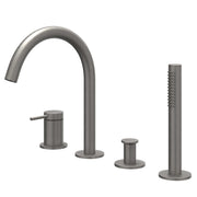 IVY Bond Badrandcombinatie 4-gats mengkraan met draaibare uitloop uittrekbare handdouche - Geborsteld metal black PVD - 6301156