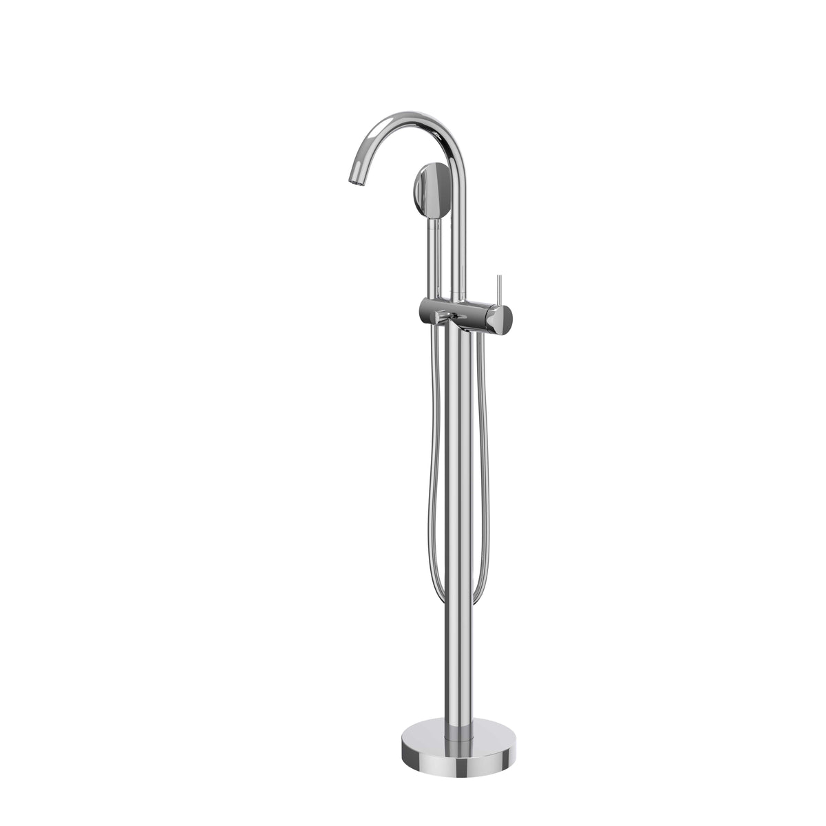 IVY Bond Badmengkraan vrijstaand met draaibare uitloop, slang en satin spray handdouche - Chroom - 6303001