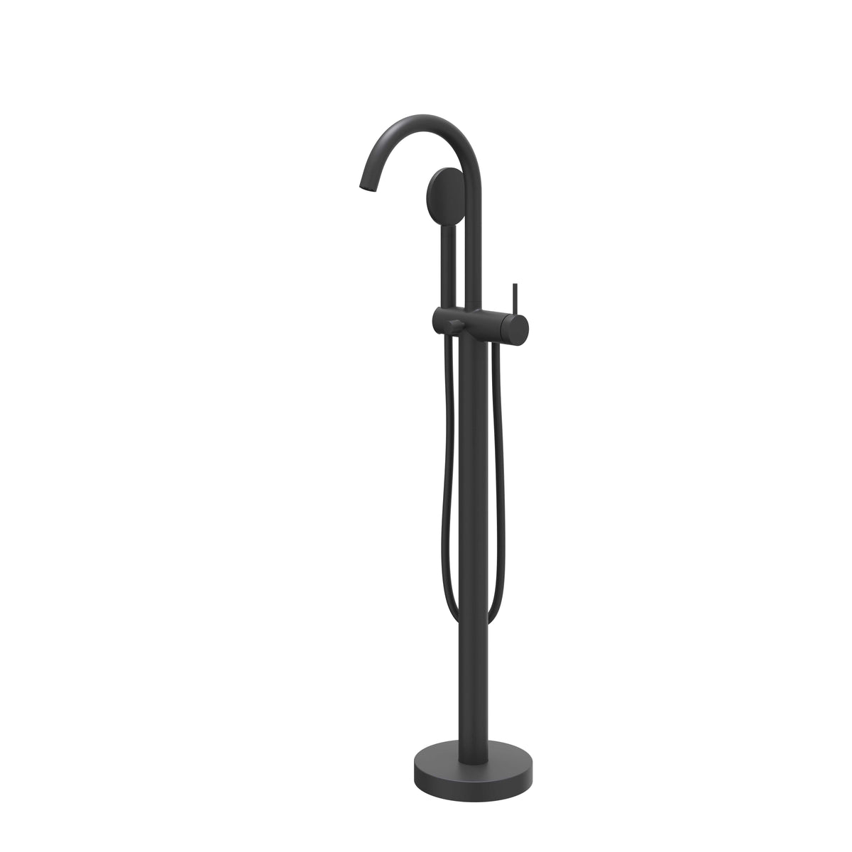 IVY Bond Badmengkraan vrijstaand met draaibare uitloop, slang en satin spray handdouche - Mat zwart PED - 6303002