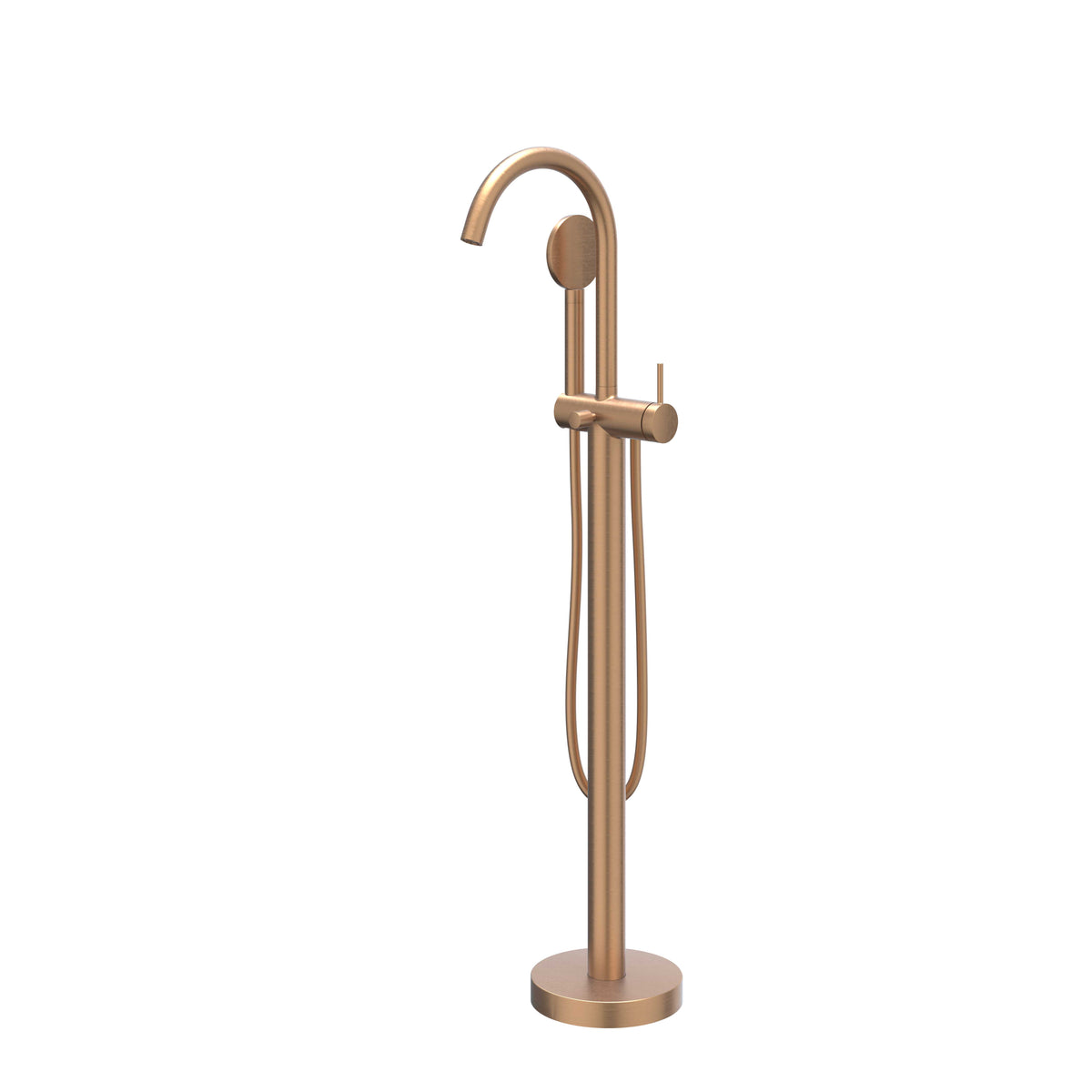IVY Bond Badmengkraan vrijstaand met draaibare uitloop, slang en satin spray handdouche - Geborsteld mat koper PVD - 6303005