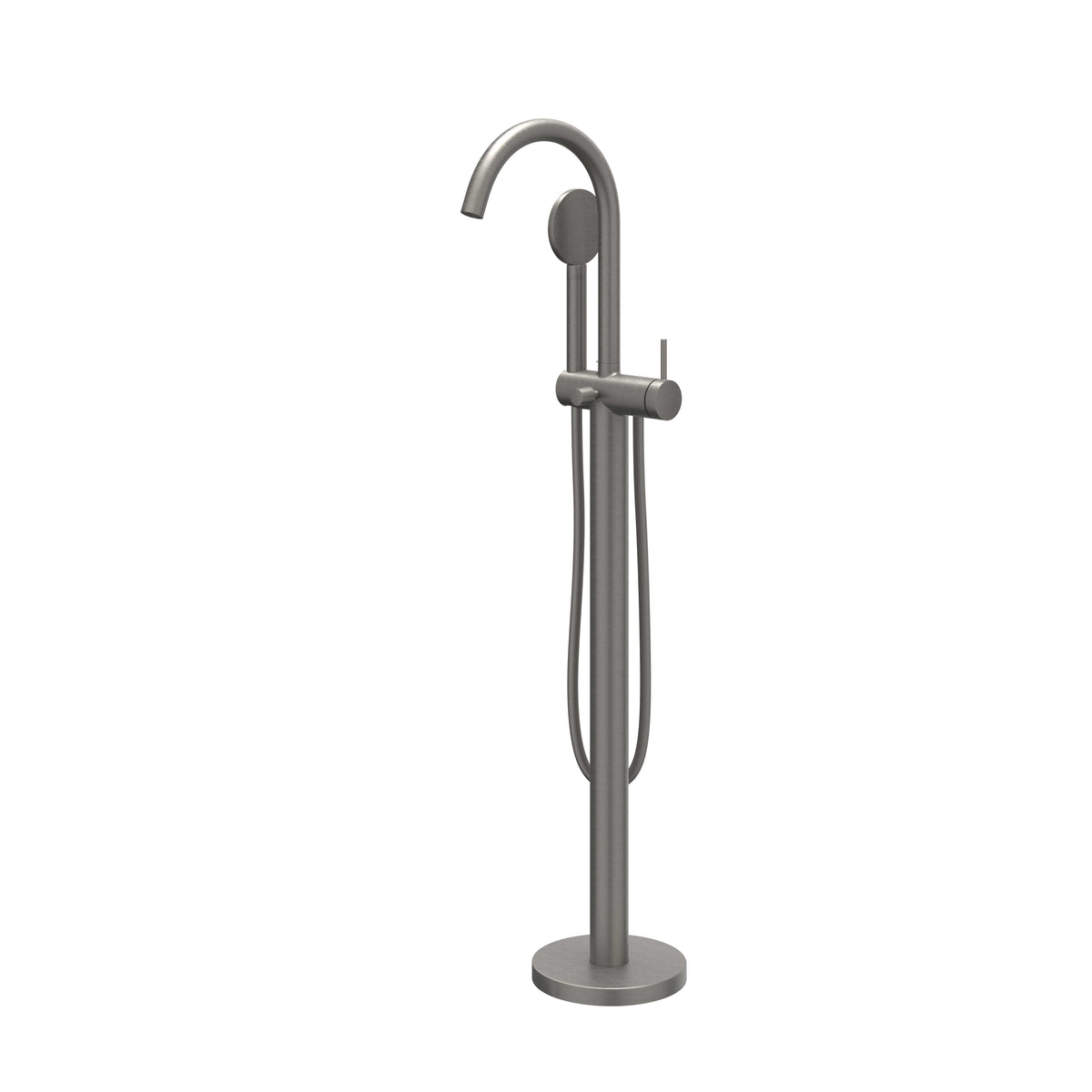 IVY Bond Badmengkraan vrijstaand met draaibare uitloop, slang en satin spray handdouche - Geborsteld metal black PVD - 6303006