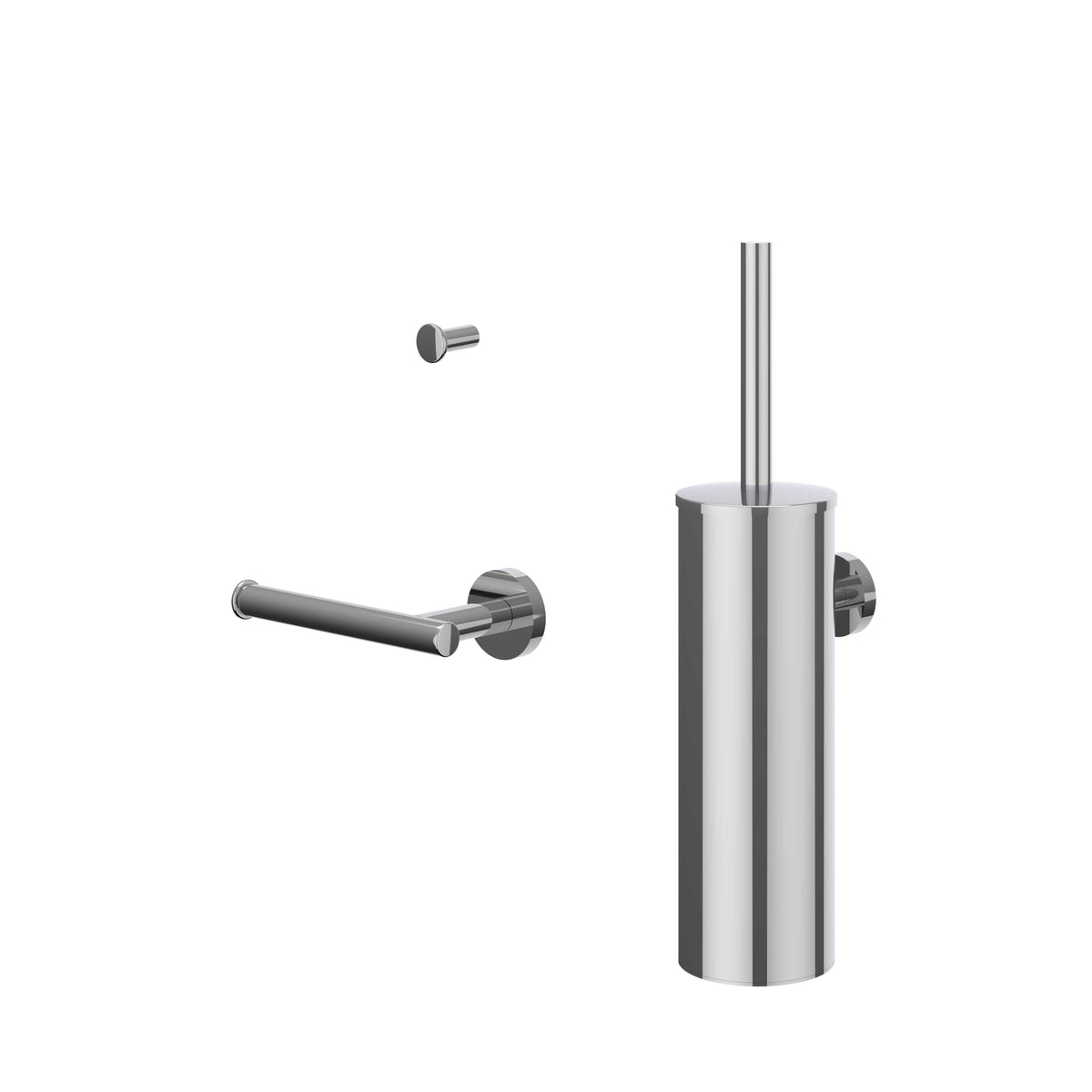 IVY Bond Accessoireset AS1: Borstelgarnituur wandmodel, handdoekhaak klein en toiletrolhouder - Chroom - 6901161