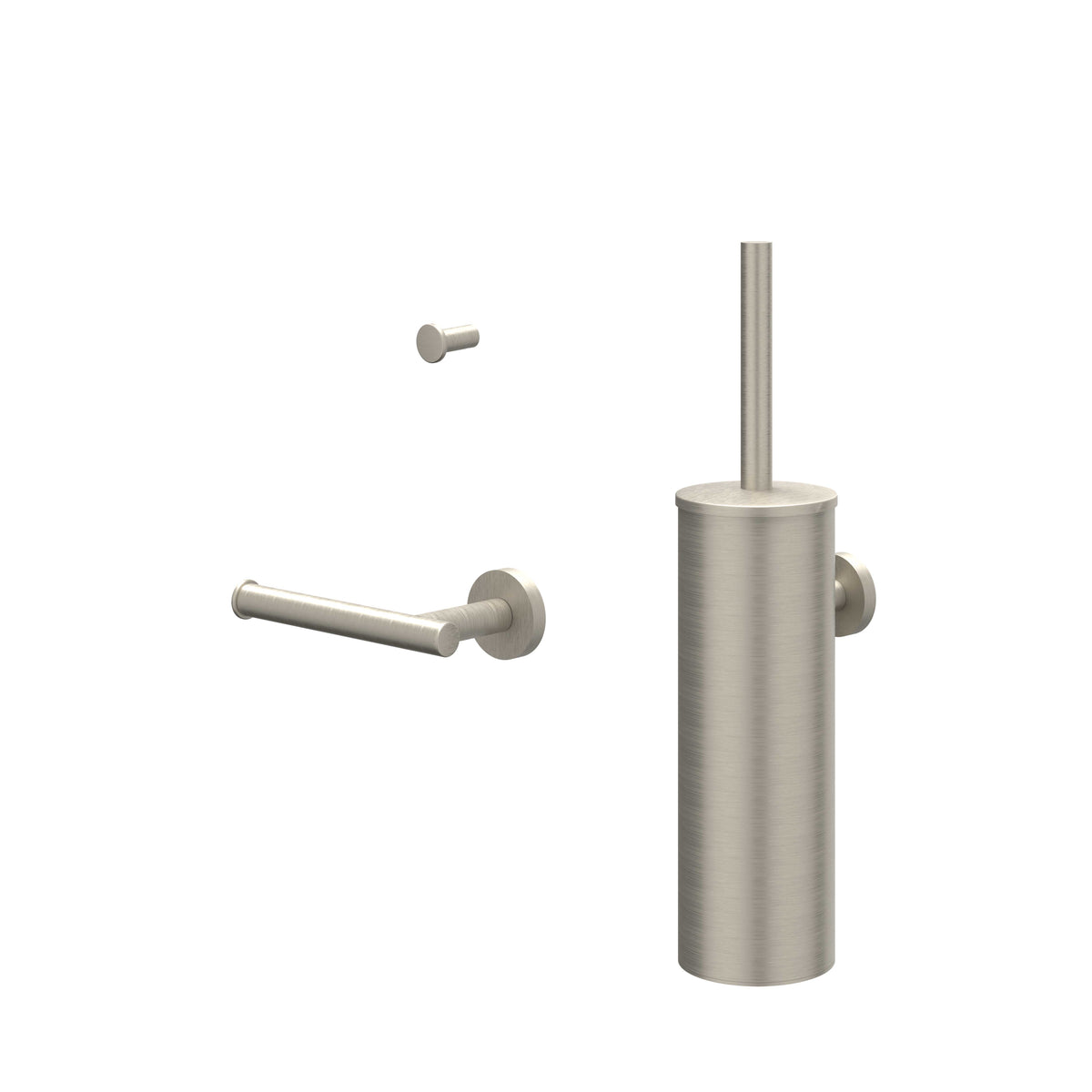 IVY Bond Accessoireset AS1: Borstelgarnituur wandmodel, handdoekhaak klein en toiletrolhouder - Geborsteld nickel PVD - 6901163