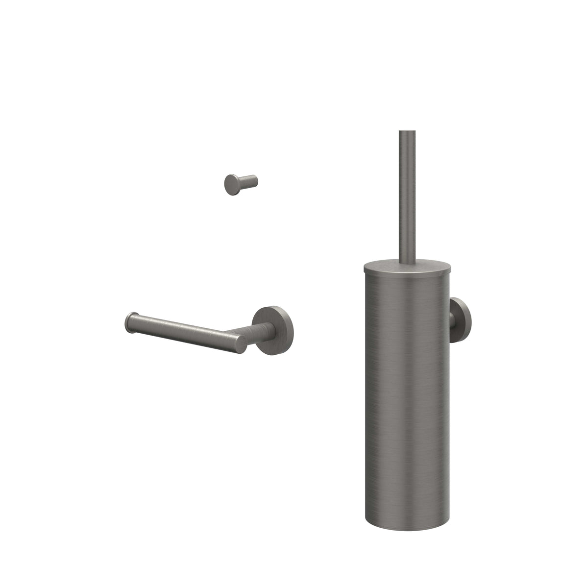 IVY Bond Accessoireset AS1: Borstelgarnituur wandmodel, handdoekhaak klein en toiletrolhouder - Geborsteld metal black PVD - 6901166