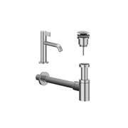 IVY Pact Combiset: Fonteinkraan staand, designplug always open & design sifon - Chroom - S
