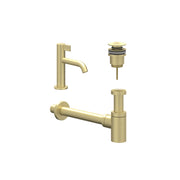 IVY Pact Combiset: Fonteinkraan staand, designplug always open & design sifon - Geborsteld mat goud PVD - S