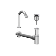 IVY Pact Combiset: Fonteinkraan gebogen staand, designplug always open & design sifon - Chroom - S