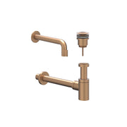 IVY Pact Combiset: Fonteinkraan wandmodel inkortbaar, designplug always open & design sifon - Geborsteld mat koper PVD