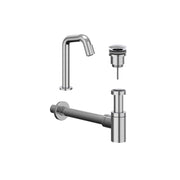 IVY Pact Combiset: Fonteinkraan contour staand, designplug always open & design sifon - Chroom - S