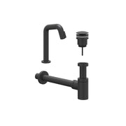 IVY Pact Combiset: Fonteinkraan contour staand, designplug always open & design sifon - Mat zwart PED - S