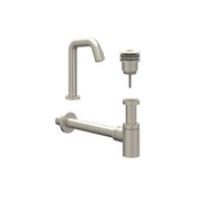 IVY Pact Combiset: Fonteinkraan contour staand, designplug always open & design sifon - Geborsteld nickel PVD - S