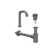 IVY Pact Combiset: Fonteinkraan contour staand, designplug always open & design sifon - Geborsteld metal black PVD - S