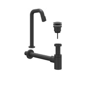 IVY Pact Combiset: Fonteinkraan contour staand, designplug always open & design sifon - Mat zwart PED - L