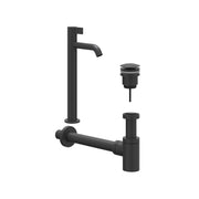 IVY Pact Combiset: Fonteinkraan staand, designplug always open & design sifon - Mat zwart PED - L