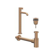 IVY Pact Combiset: Fonteinkraan staand, designplug always open & design sifon - Geborsteld mat koper PVD - L