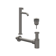 IVY Pact Combiset: Fonteinkraan staand, designplug always open & design sifon - Geborsteld metal black PVD - L