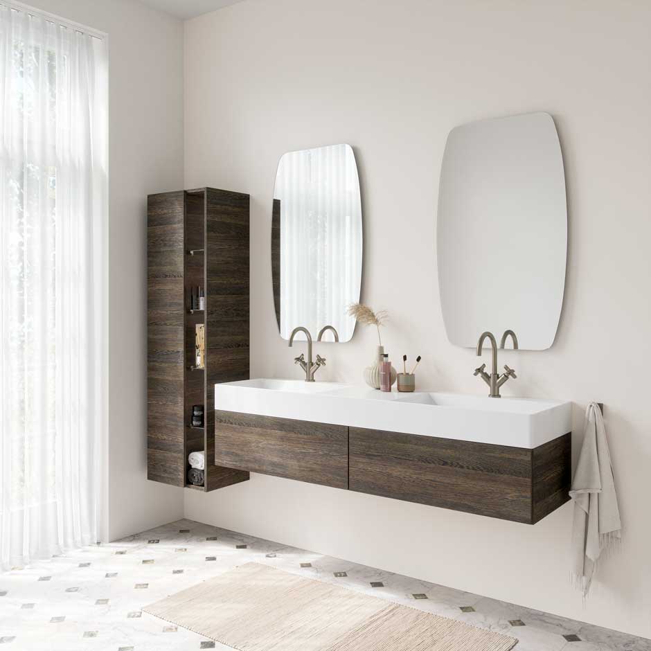 Primabad Blend badmeubelset 100 cm asymmetrisch met spiegel