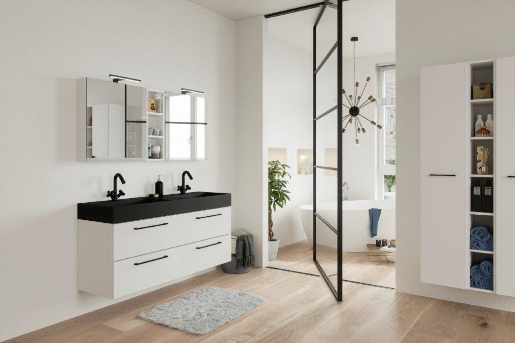 Primabad Blend badmeubelset 140 cm asymmetrisch met spiegel