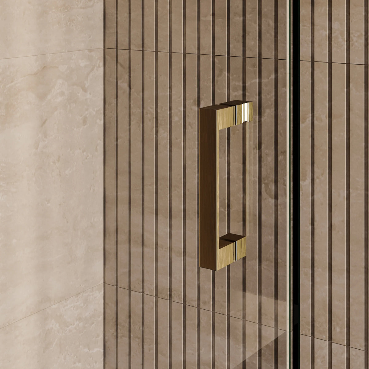 BRAUER Void nisdeur 2-delig helder glas omkeerbaar met draaideur 60 aan muur PVD goud