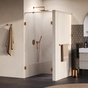 BRAUER Void nisdeur 2-delig helder glas omkeerbaar met draaideur 60 aan muur PVD koper