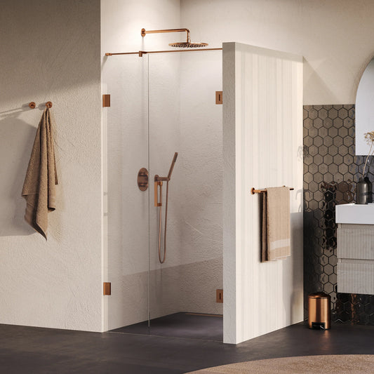 BRAUER Void nisdeur 2-delig helder glas omkeerbaar met draaideur 60 aan muur PVD koper