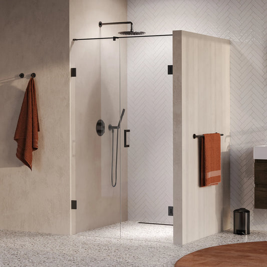 BRAUER Void nisdeur 2-delig helder glas omkeerbaar met draaideur 60 aan muur PVD gunmetal