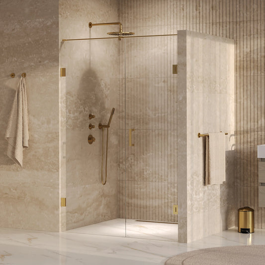 BRAUER Void nisdeur 2-delig helder glas omkeerbaar met draaideur 70 aan muur PVD goud