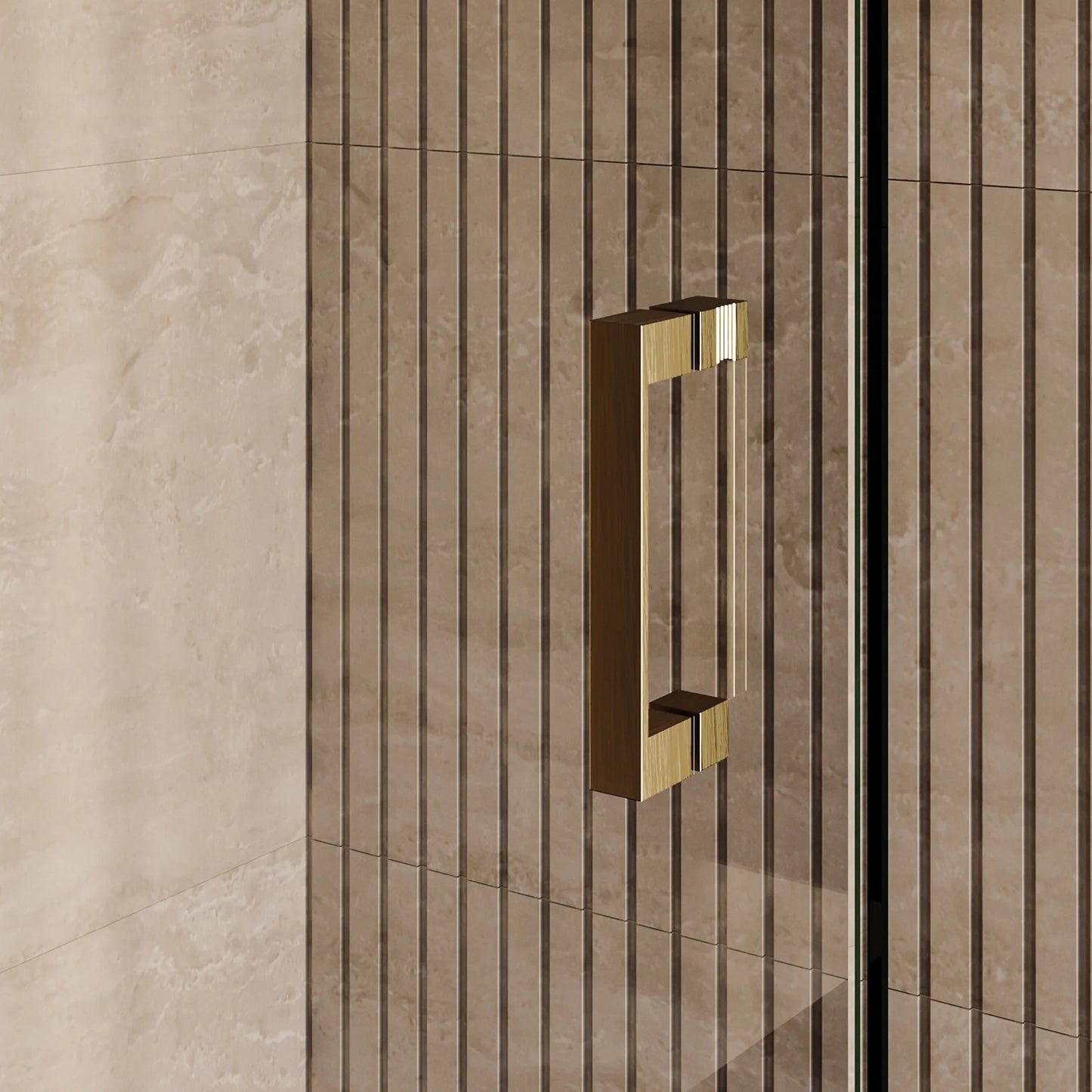 BRAUER Void nisdeur 2-delig helder glas omkeerbaar met draaideur 70 aan muur PVD goud
