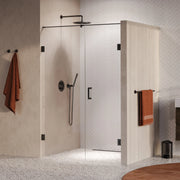BRAUER Void nisdeur 2-delig helder glas omkeerbaar met draaideur 70 aan muur PVD gunmetal