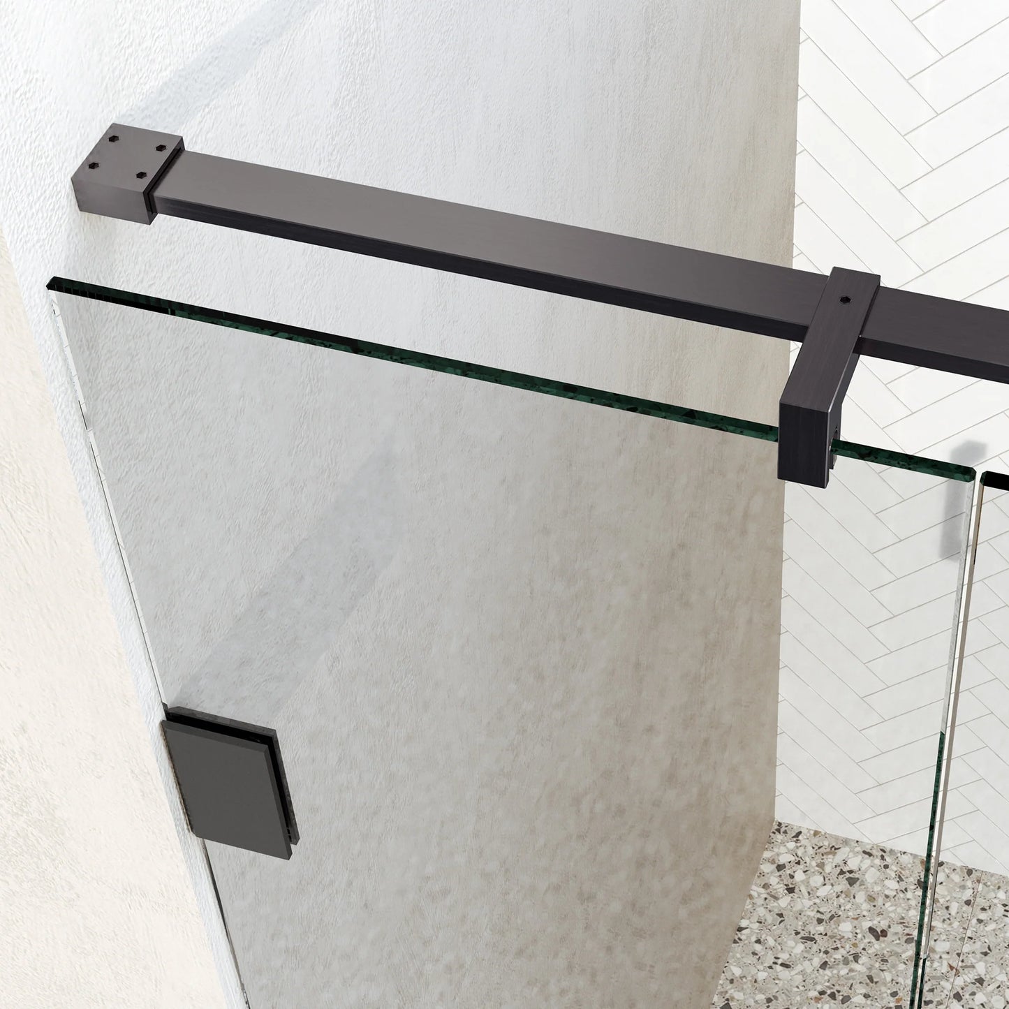 BRAUER Void nisdeur 2-delig helder glas omkeerbaar met draaideur 70 aan muur PVD gunmetal