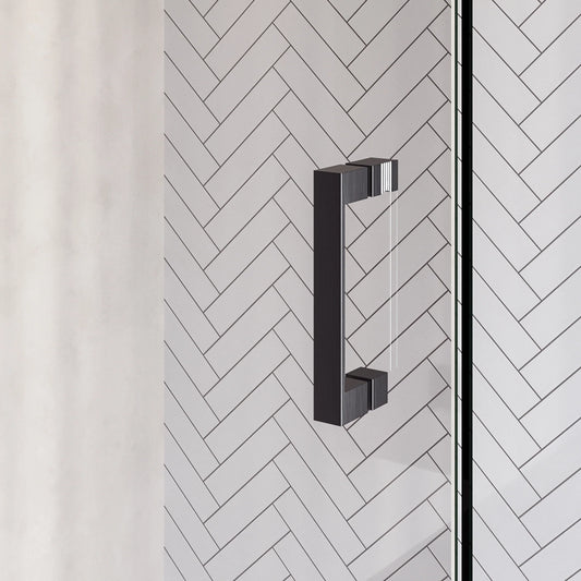 BRAUER Void nisdeur 2-delig helder glas omkeerbaar met draaideur 70 aan muur PVD gunmetal