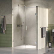 BRAUER Void nisdeur 2-delig helder glas omkeerbaar met draaideur 70 aan muur PVD RVS-kleurig