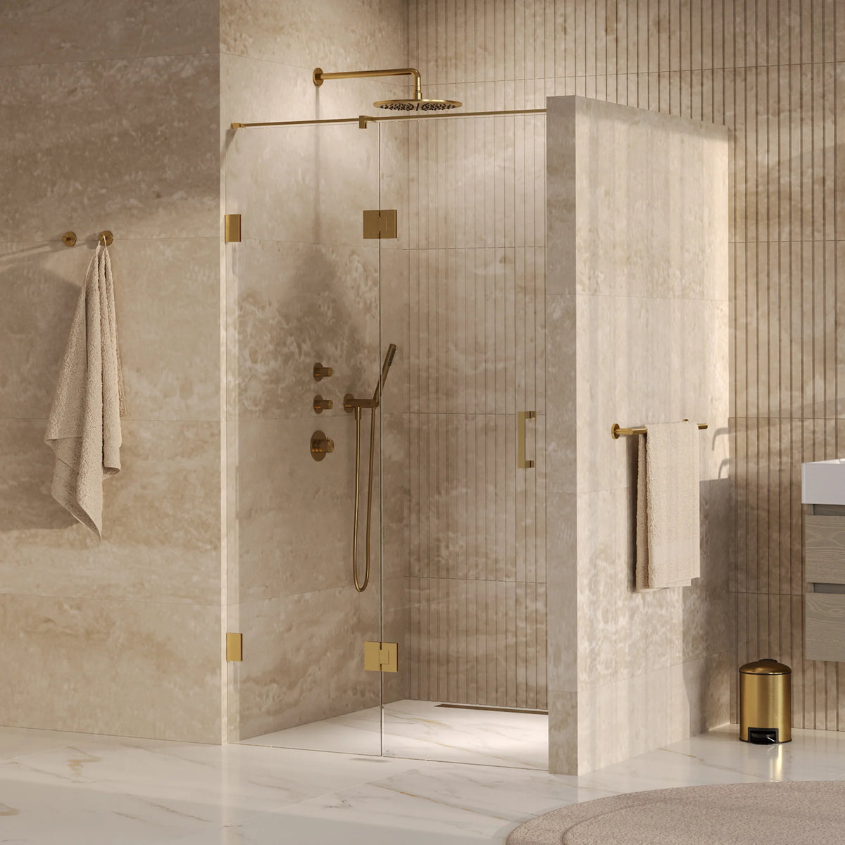 BRAUER Void nisdeur 2-delig helder glas omkeerbaar met draaideur 60 aan glas PVD goud