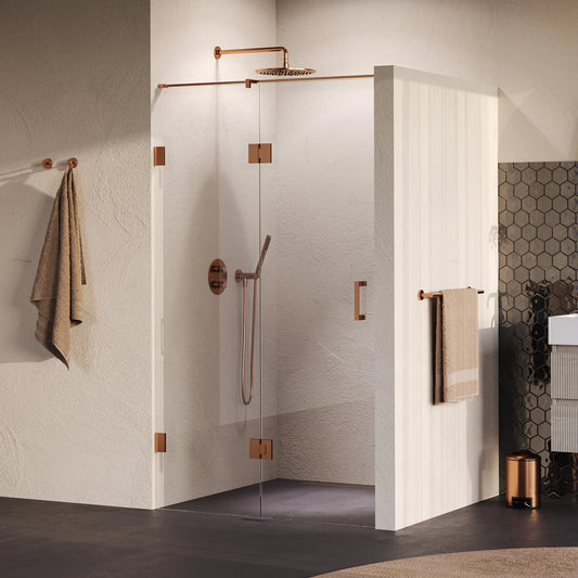 BRAUER Void nisdeur 2-delig helder glas omkeerbaar met draaideur 60 aan glas PVD koper