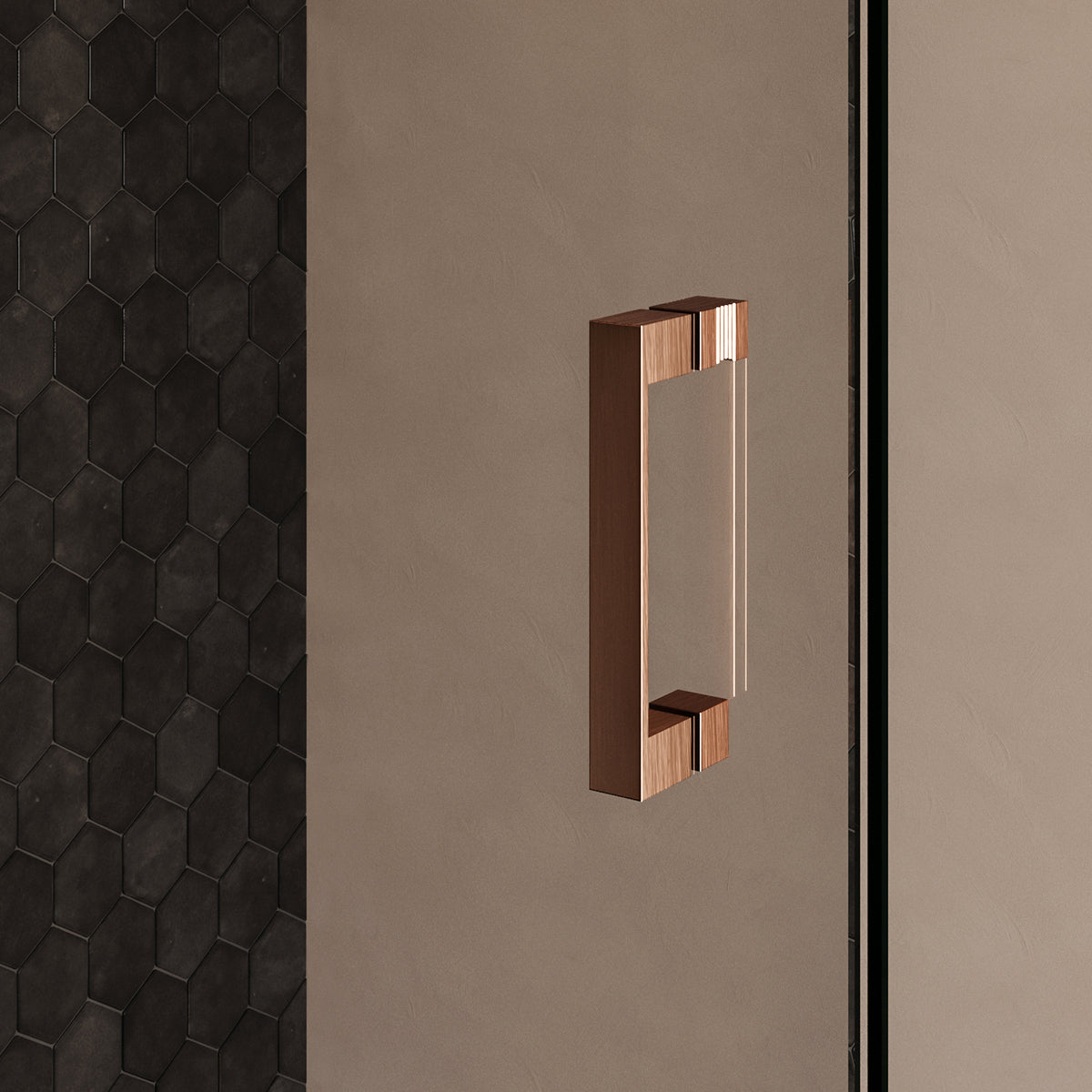 BRAUER Void nisdeur 2-delig helder glas omkeerbaar met draaideur 70 aan glas PVD koper