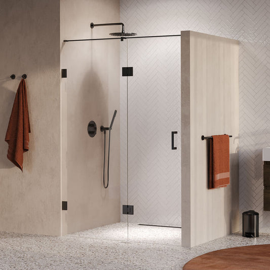BRAUER Void nisdeur 2-delig helder glas omkeerbaar met draaideur 70 aan glas PVD gunmetal