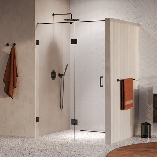 BRAUER Void nisdeur 2-delig helder glas omkeerbaar met draaideur 60 aan glas PVD gunmetal