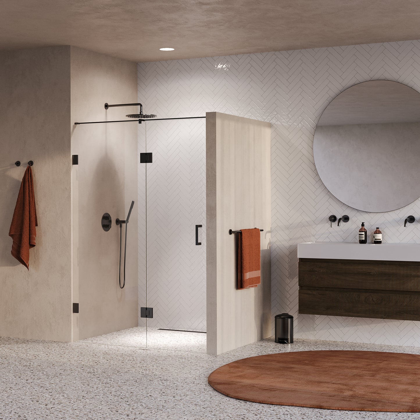 BRAUER Void nisdeur 2-delig helder glas omkeerbaar met draaideur 60 aan glas PVD gunmetal