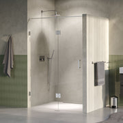 BRAUER Void nisdeur 2-delig helder glas omkeerbaar met draaideur 70 aan glas PVD RVS-kleurig