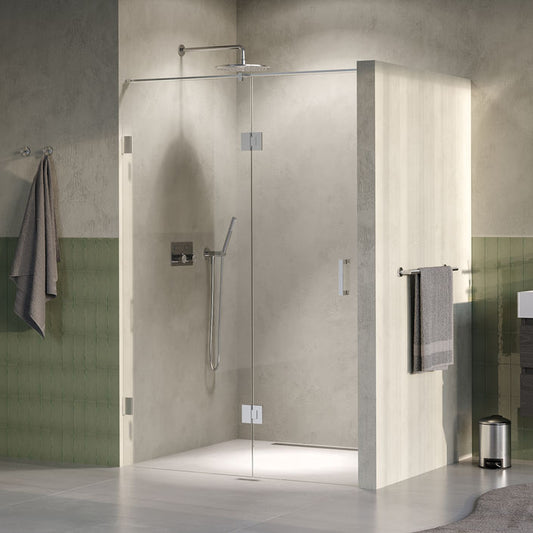 BRAUER Void nisdeur 2-delig helder glas omkeerbaar met draaideur 70 aan glas PVD RVS-kleurig