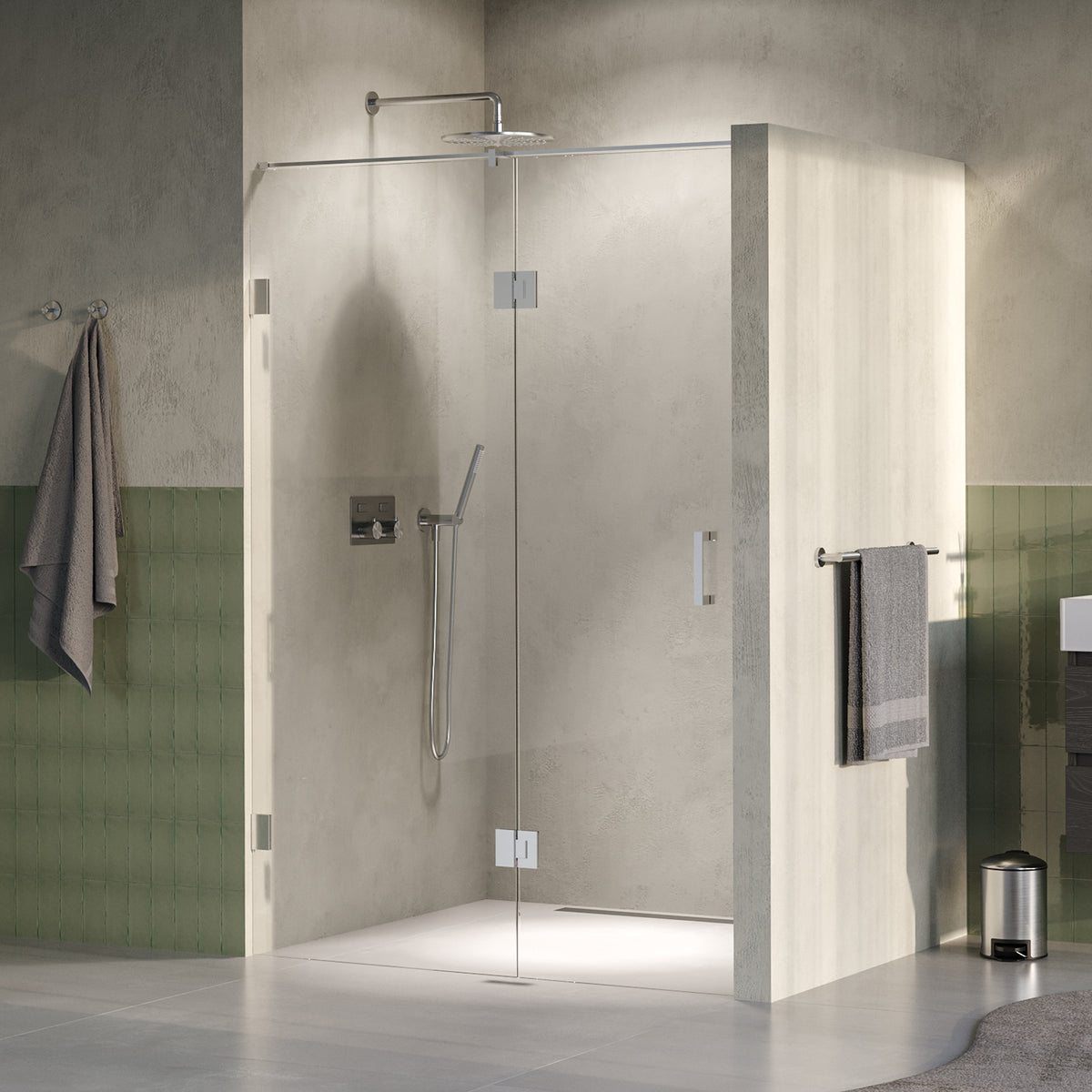 BRAUER Void nisdeur 2-delig helder glas omkeerbaar met draaideur 60 aan glas PVD RVS-kleurig