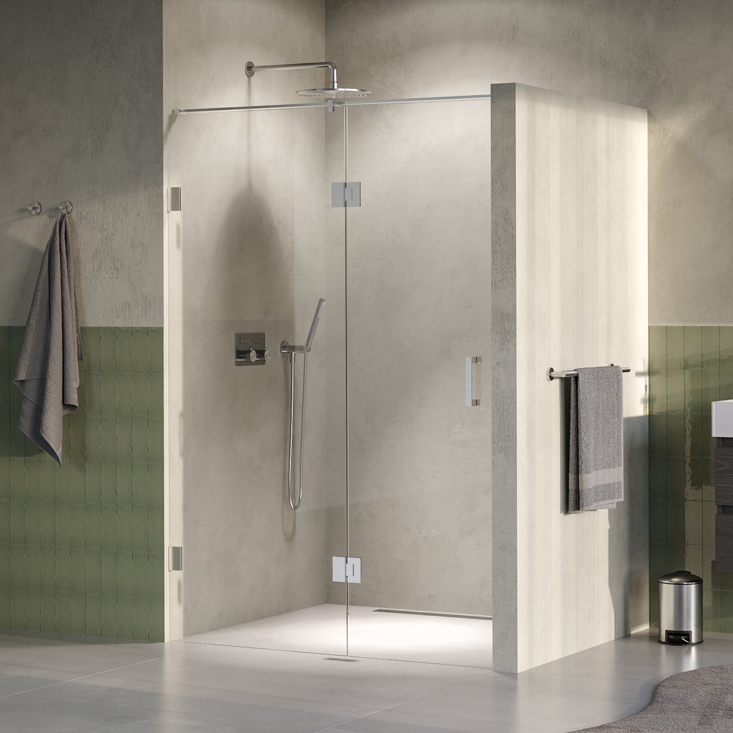 BRAUER Void nisdeur 2-delig helder glas omkeerbaar met draaideur 60 aan glas PVD RVS-kleurig