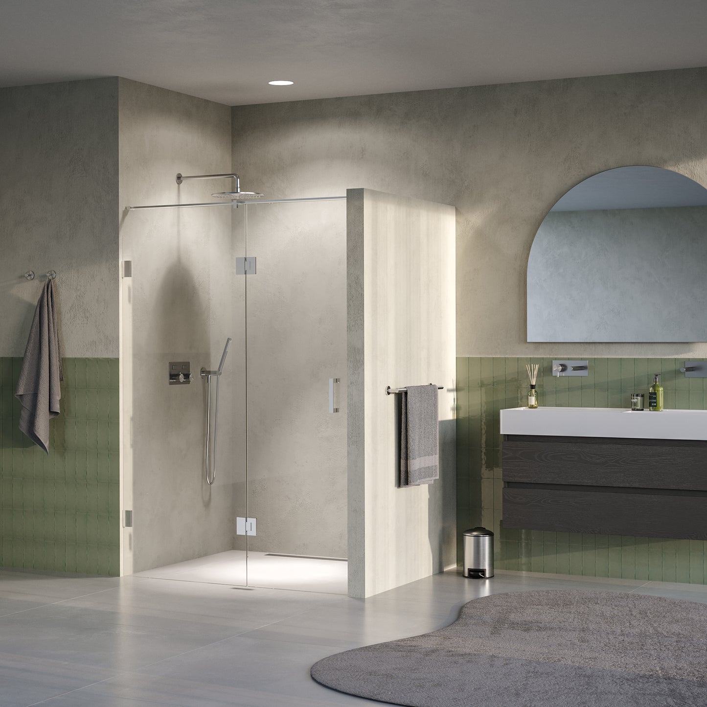 BRAUER Void nisdeur 2-delig helder glas omkeerbaar met draaideur 60 aan glas PVD RVS-kleurig