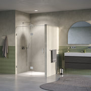 BRAUER Void nisdeur 2-delig helder glas omkeerbaar met draaideur 60 aan glas PVD RVS-kleurig