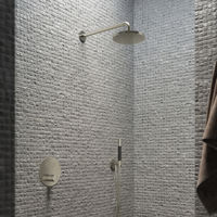 Hotbath Cobber IBS22 inbouw doucheset - geborsteld nikkel - met staafhanddouche - 30cm hoofddouche - met wandarm - glijstang met uitlaat
