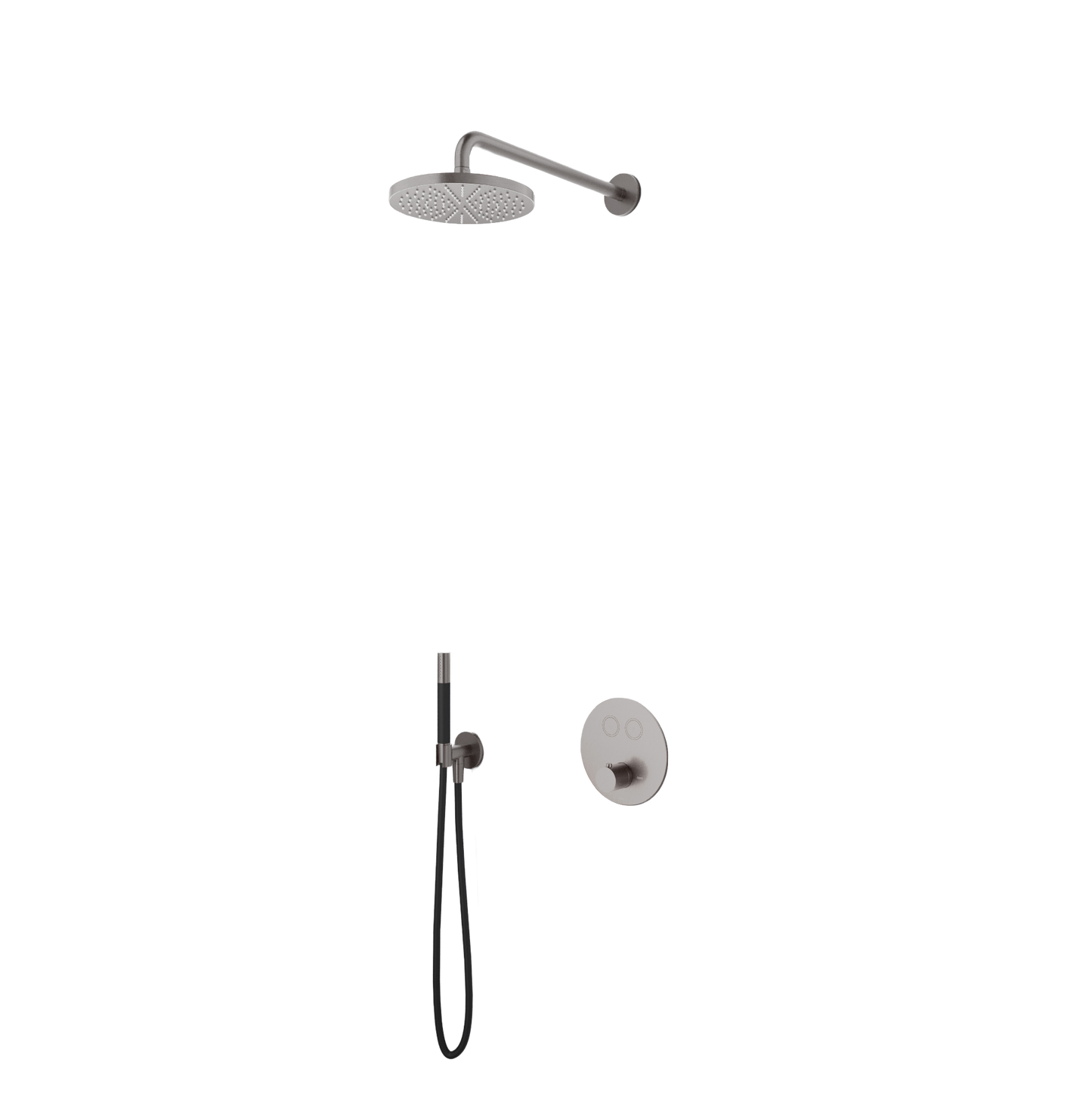 Hotbath Cobber IBS22 inbouw doucheset - geborsteld nikkel - met staafhanddouche - 30cm hoofddouche - met wandarm - glijstang met uitlaat