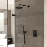 Hotbath Cobber IBS23 inbouw doucheset - geborsteld nikkel - met staafhanddouche - 30cm hoofddouche - met plafondbuis 30cm - wandsteun met uitlaat