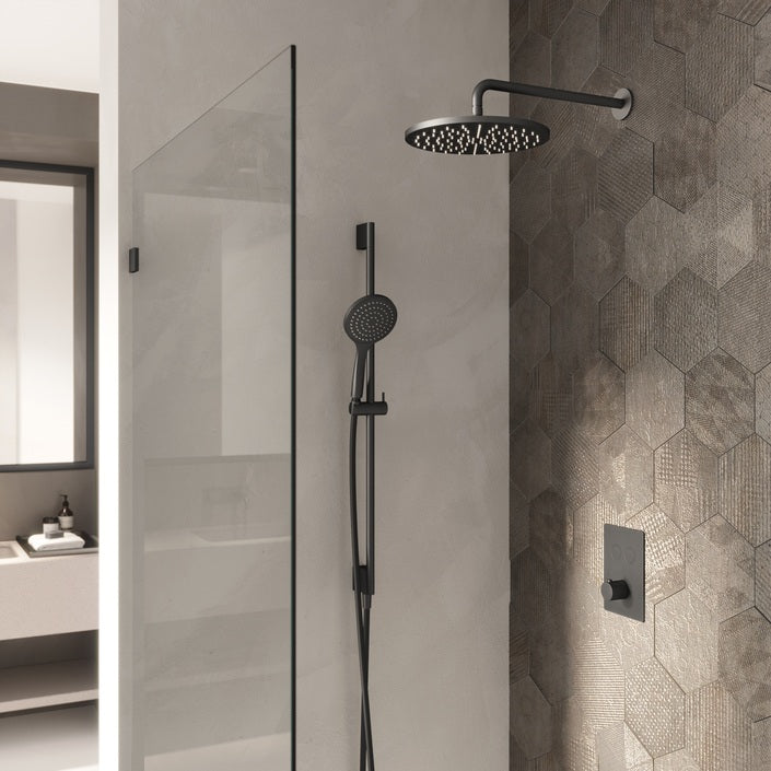 Hotbath Cobber IBS23 inbouw doucheset - chroom - met ronde 3 standen handdouche - 30cm hoofddouche - met plafondbuis 15cm - wandsteun met uitlaat