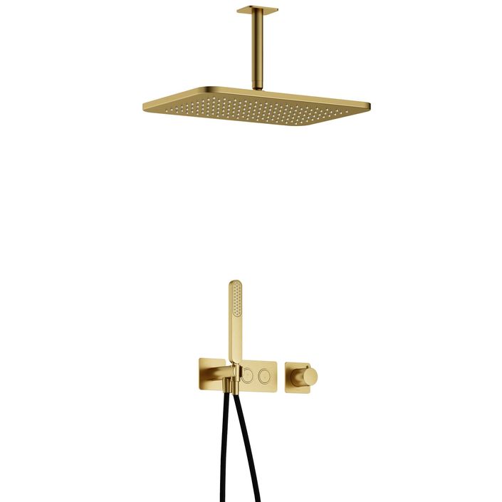 Hotbath Gal Complete thermostatische douche InBouw Set Gal met 2 pushbuttons met Plafondbuis